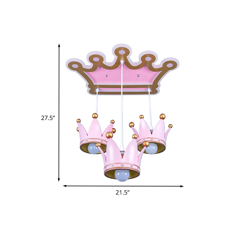 Crown Resin Ceiling Flush Mount Light Cartoon 3 Heads Pink Flush Mounted Lamp with Drapes Clearhalo 'Ceiling Lights' 'Close To Ceiling Lights' 'Close to ceiling' 'Flush mount' Lighting' 760359