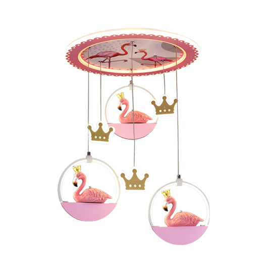 Flamingo Prince Flush Mount Lighting Cartoon Acrylic Pink LED Ceiling Flush Light with Drapes Clearhalo 'Ceiling Lights' 'Close To Ceiling Lights' 'Close to ceiling' 'Flush mount' Lighting' 760404