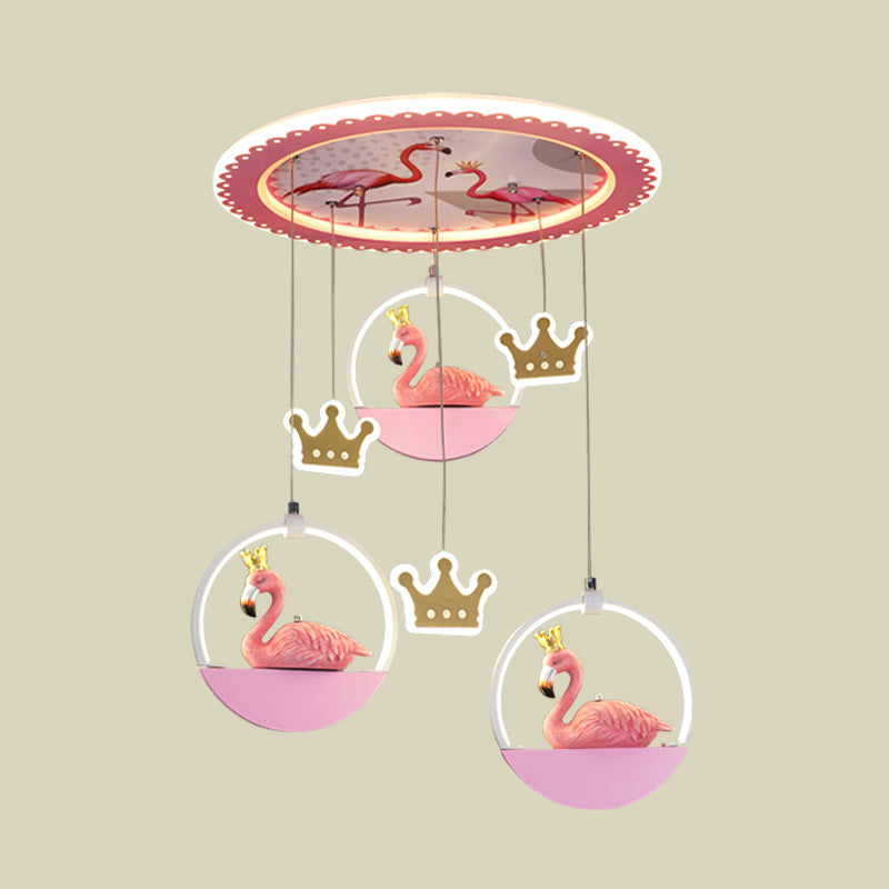 Flamingo Prince Flush Mount Lighting Cartoon Acrylic Pink LED Ceiling Flush Light with Drapes Clearhalo 'Ceiling Lights' 'Close To Ceiling Lights' 'Close to ceiling' 'Flush mount' Lighting' 760405