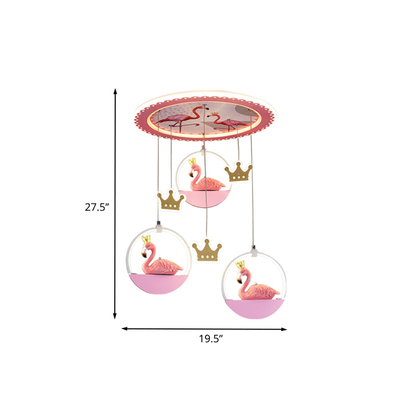 Flamingo Prince Flush Mount Lighting Cartoon Acrylic Pink LED Ceiling Flush Light with Drapes Clearhalo 'Ceiling Lights' 'Close To Ceiling Lights' 'Close to ceiling' 'Flush mount' Lighting' 760406