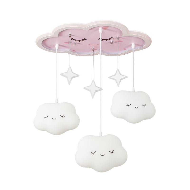 Kids Sweet Dream Cloud Ceiling Lighting Acrylic Children Bedroom LED Flush Mounted Light with Draping in White Clearhalo 'Ceiling Lights' 'Close To Ceiling Lights' 'Close to ceiling' 'Flush mount' Lighting' 760423