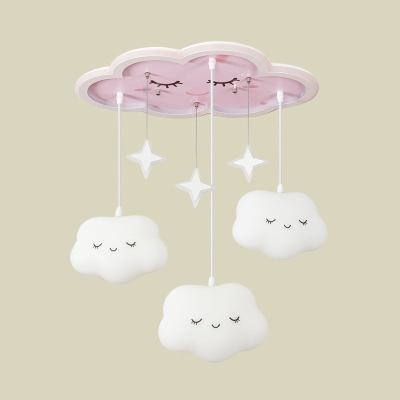 Kids Sweet Dream Cloud Ceiling Lighting Acrylic Children Bedroom LED Flush Mounted Light with Draping in White Clearhalo 'Ceiling Lights' 'Close To Ceiling Lights' 'Close to ceiling' 'Flush mount' Lighting' 760424