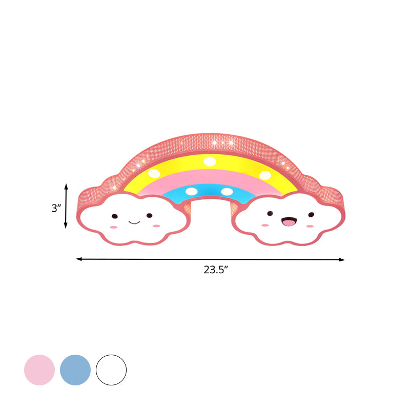 Rainbow Hollowed Out Iron Ceiling Lamp Cartoon Pink/White/Blue LED Flush Mount Fixture for Kids Room Clearhalo 'Ceiling Lights' 'Close To Ceiling Lights' 'Close to ceiling' 'Flush mount' Lighting' 760429