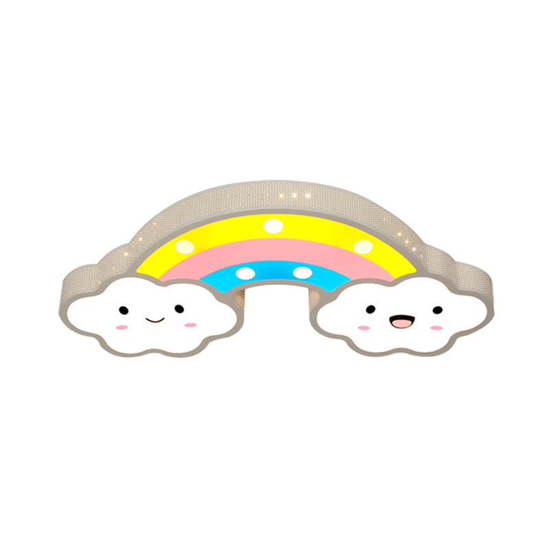 Rainbow Hollowed Out Iron Ceiling Lamp Cartoon Pink/White/Blue LED Flush Mount Fixture for Kids Room Clearhalo 'Ceiling Lights' 'Close To Ceiling Lights' 'Close to ceiling' 'Flush mount' Lighting' 760435