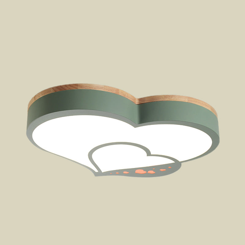 Acrylic Love Shaped LED Flush Mount Nordic White/Grey/Green-Wood Ceiling Flush Mount Lighting Fixture for Kids Bedroom Clearhalo 'Ceiling Lights' 'Close To Ceiling Lights' 'Close to ceiling' 'Flush mount' Lighting' 760445