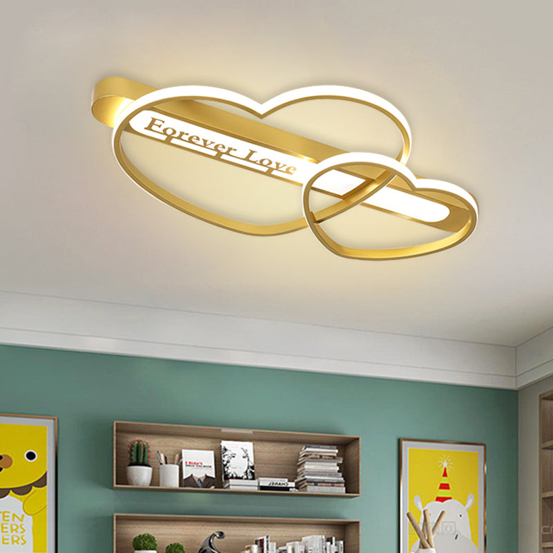 Arrow Through Love Bedroom Flush Mount Acrylic Macaron Romantic LED Flush Mount Ceiling Light Fixture in Pink/White/Gold Gold Clearhalo 'Ceiling Lights' 'Close To Ceiling Lights' 'Close to ceiling' 'Flush mount' Lighting' 760457