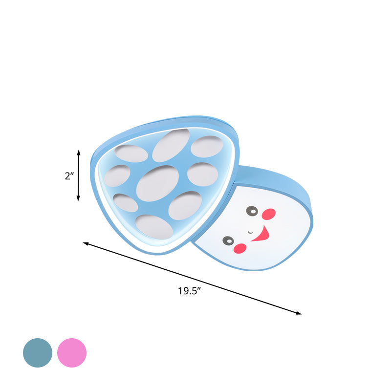 Cartoon Smiley Mushroom Iron Flush Light LED Surface Ceiling Lamp in Blue/Pink for Kindergarten Clearhalo 'Ceiling Lights' 'Close To Ceiling Lights' 'Close to ceiling' 'Flush mount' Lighting' 760466