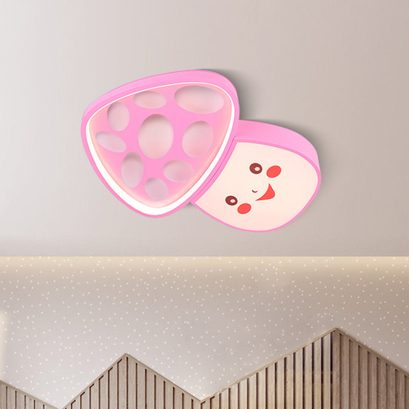 Cartoon Smiley Mushroom Iron Flush Light LED Surface Ceiling Lamp in Blue/Pink for Kindergarten Clearhalo 'Ceiling Lights' 'Close To Ceiling Lights' 'Close to ceiling' 'Flush mount' Lighting' 760468