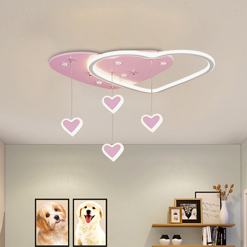 Star/Cloud/Loving Heart LED Ceiling Flush Kids Acrylic Children Bedroom Flush Mount Lamp with Drape in Pink/Blue Clearhalo 'Ceiling Lights' 'Close To Ceiling Lights' 'Close to ceiling' 'Flush mount' Lighting' 760475