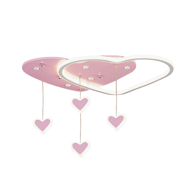 Star/Cloud/Loving Heart LED Ceiling Flush Kids Acrylic Children Bedroom Flush Mount Lamp with Drape in Pink/Blue Clearhalo 'Ceiling Lights' 'Close To Ceiling Lights' 'Close to ceiling' 'Flush mount' Lighting' 760476