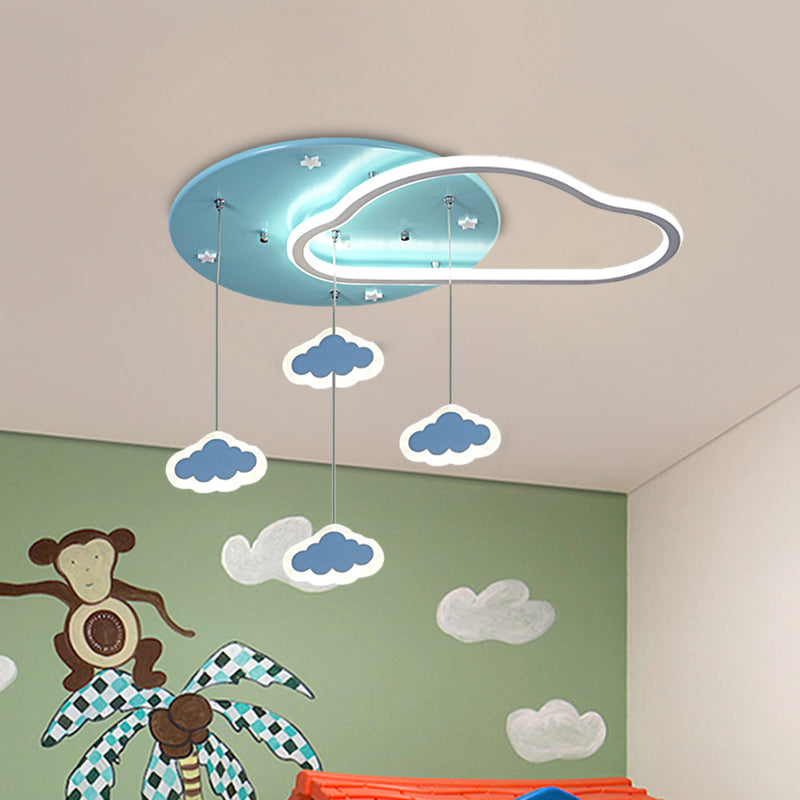 Star/Cloud/Loving Heart LED Ceiling Flush Kids Acrylic Children Bedroom Flush Mount Lamp with Drape in Pink/Blue Clearhalo 'Ceiling Lights' 'Close To Ceiling Lights' 'Close to ceiling' 'Flush mount' Lighting' 760478