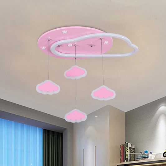 Star/Cloud/Loving Heart LED Ceiling Flush Kids Acrylic Children Bedroom Flush Mount Lamp with Drape in Pink/Blue Clearhalo 'Ceiling Lights' 'Close To Ceiling Lights' 'Close to ceiling' 'Flush mount' Lighting' 760482