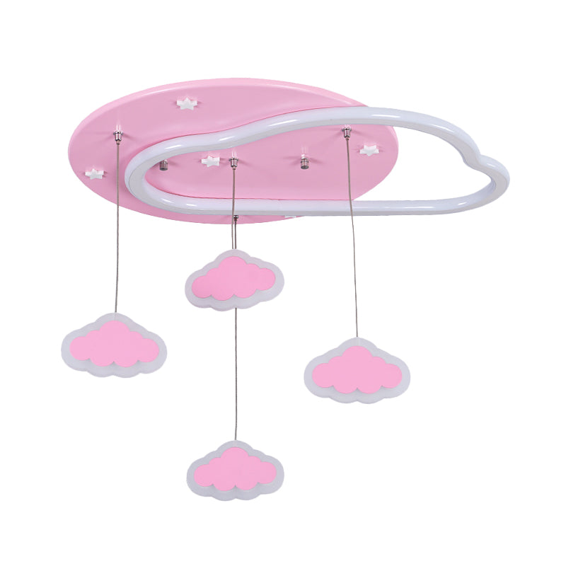 Star/Cloud/Loving Heart LED Ceiling Flush Kids Acrylic Children Bedroom Flush Mount Lamp with Drape in Pink/Blue Clearhalo 'Ceiling Lights' 'Close To Ceiling Lights' 'Close to ceiling' 'Flush mount' Lighting' 760483