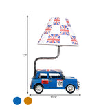 Kids Jeep Car Iron Nightstand Lamp 1 Head Table Light in Yellow/Blue with Cross Fabric Empire Shade Clearhalo 'Lamps' 'Table Lamps' Lighting' 760491