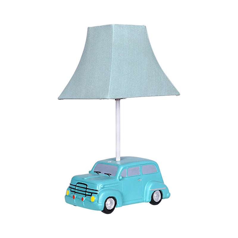 Green Car Nightstand Lamp Kids 1 Bulb Resin Table Lighting with Pagoda Fabric Lamp Shade Clearhalo 'Lamps' 'Table Lamps' Lighting' 760498