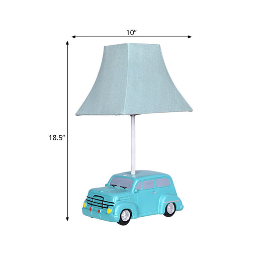 Green Car Nightstand Lamp Kids 1 Bulb Resin Table Lighting with Pagoda Fabric Lamp Shade Clearhalo 'Lamps' 'Table Lamps' Lighting' 760499