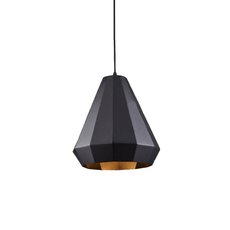 Diamond Metal Suspension Pendant Farmhouse 1 Light Coffee Shop Ceiling Lamp in Black Clearhalo 'Art Deco Pendants' 'Black' 'Cast Iron' 'Ceiling Lights' 'Ceramic' 'Crystal' 'Industrial Pendants' 'Industrial' 'Metal' 'Middle Century Pendants' 'Pendant Lights' 'Pendants' 'Rustic Pendants' 'Tiffany' Lighting' 760622