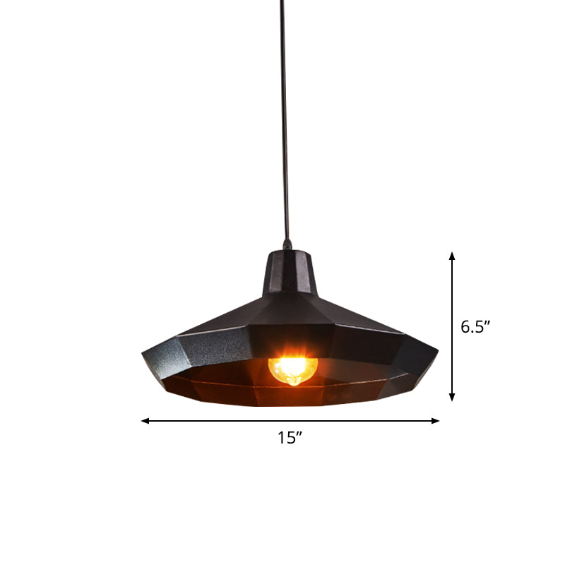 Diamond Metal Suspension Pendant Farmhouse 1 Light Coffee Shop Ceiling Lamp in Black Clearhalo 'Art Deco Pendants' 'Black' 'Cast Iron' 'Ceiling Lights' 'Ceramic' 'Crystal' 'Industrial Pendants' 'Industrial' 'Metal' 'Middle Century Pendants' 'Pendant Lights' 'Pendants' 'Rustic Pendants' 'Tiffany' Lighting' 760629