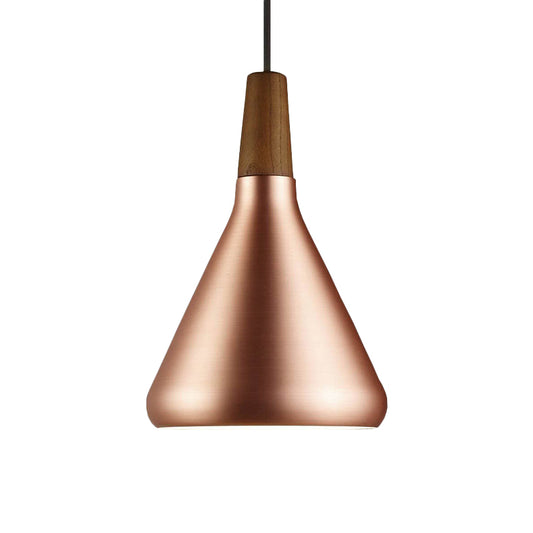 7"/10.5"/16" W 1 Head Down Lighting Industrial Restaurant Hanging Pendant with Flared Aluminum Shade in Rose Gold Clearhalo 'Art Deco Pendants' 'Cast Iron' 'Ceiling Lights' 'Ceramic' 'Crystal' 'Industrial Pendants' 'Industrial' 'Metal' 'Middle Century Pendants' 'Pendant Lights' 'Pendants' 'Tiffany' Lighting' 760631