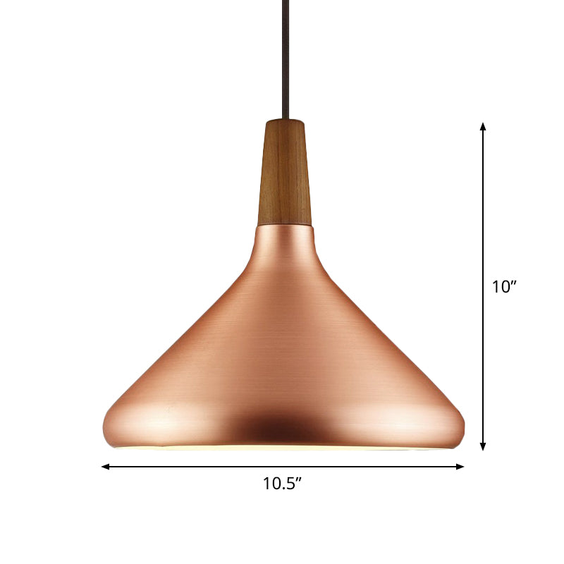 7"/10.5"/16" W 1 Head Down Lighting Industrial Restaurant Hanging Pendant with Flared Aluminum Shade in Rose Gold Clearhalo 'Art Deco Pendants' 'Cast Iron' 'Ceiling Lights' 'Ceramic' 'Crystal' 'Industrial Pendants' 'Industrial' 'Metal' 'Middle Century Pendants' 'Pendant Lights' 'Pendants' 'Tiffany' Lighting' 760638