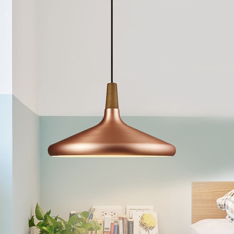 7"/10.5"/16" W 1 Head Down Lighting Industrial Restaurant Hanging Pendant with Flared Aluminum Shade in Rose Gold Clearhalo 'Art Deco Pendants' 'Cast Iron' 'Ceiling Lights' 'Ceramic' 'Crystal' 'Industrial Pendants' 'Industrial' 'Metal' 'Middle Century Pendants' 'Pendant Lights' 'Pendants' 'Tiffany' Lighting' 760640