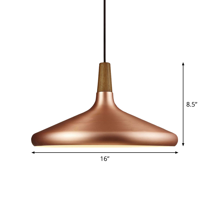 7"/10.5"/16" W 1 Head Down Lighting Industrial Restaurant Hanging Pendant with Flared Aluminum Shade in Rose Gold Clearhalo 'Art Deco Pendants' 'Cast Iron' 'Ceiling Lights' 'Ceramic' 'Crystal' 'Industrial Pendants' 'Industrial' 'Metal' 'Middle Century Pendants' 'Pendant Lights' 'Pendants' 'Tiffany' Lighting' 760643