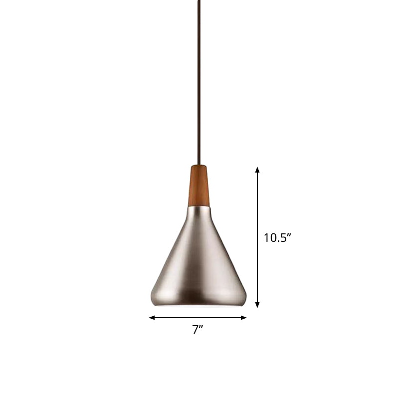 Industrial Cone Ceiling Pendant Light 1 Light Aluminum Suspension Lamp in Silver, 7"/10.5"/16" Wide Clearhalo 'Art Deco Pendants' 'Cast Iron' 'Ceiling Lights' 'Ceramic' 'Crystal' 'Industrial Pendants' 'Industrial' 'Metal' 'Middle Century Pendants' 'Pendant Lights' 'Pendants' 'Tiffany' Lighting' 760647