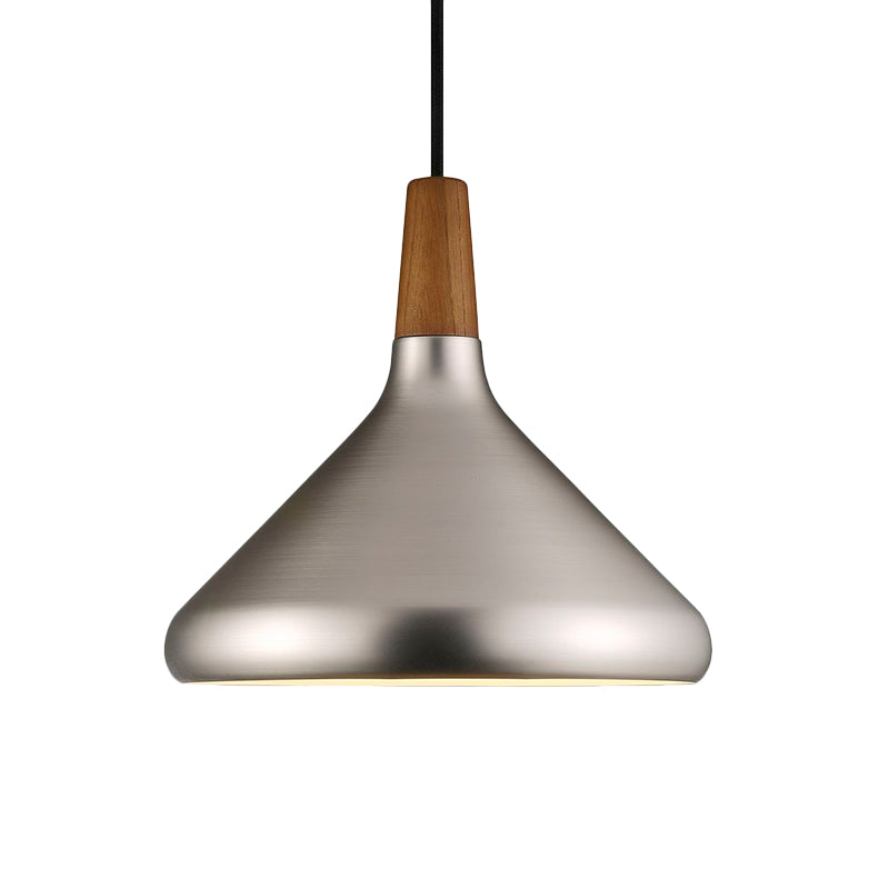Industrial Cone Ceiling Pendant Light 1 Light Aluminum Suspension Lamp in Silver, 7"/10.5"/16" Wide Clearhalo 'Art Deco Pendants' 'Cast Iron' 'Ceiling Lights' 'Ceramic' 'Crystal' 'Industrial Pendants' 'Industrial' 'Metal' 'Middle Century Pendants' 'Pendant Lights' 'Pendants' 'Tiffany' Lighting' 760650