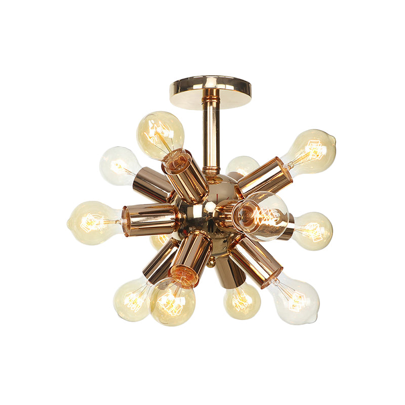 Chrome/Gold Sputnik Semi Flush Mount Vintage Iron 6/9/12 Lights Restaurant Flush Ceiling Lamp Fixture Clearhalo 'Ceiling Lights' 'Close To Ceiling Lights' 'Close to ceiling' 'Semi-flushmount' Lighting' 760688