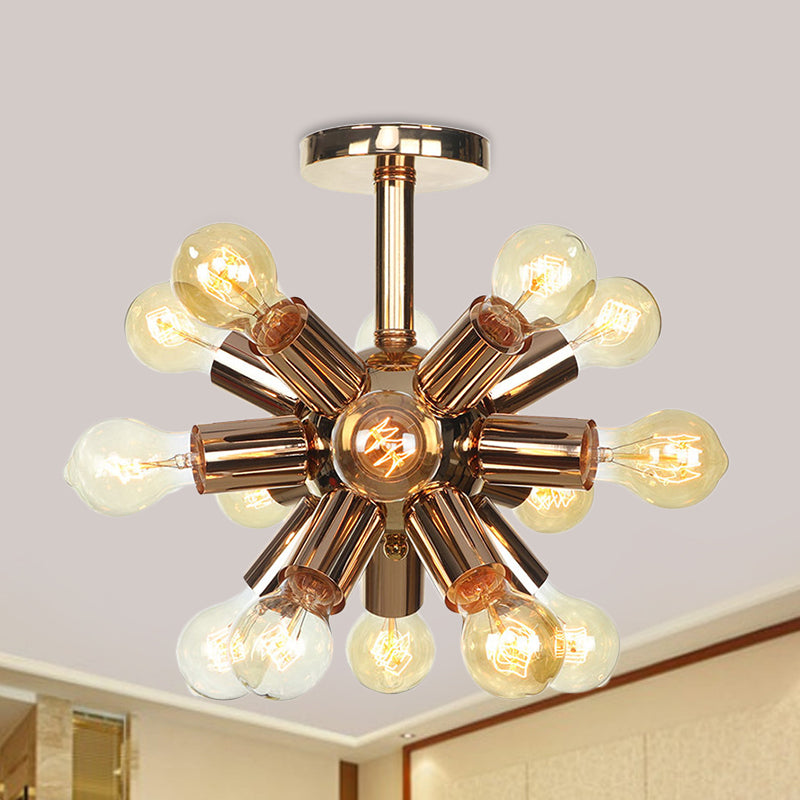 Chrome/Gold Sputnik Semi Flush Mount Vintage Iron 6/9/12 Lights Restaurant Flush Ceiling Lamp Fixture 15 Gold Clearhalo 'Ceiling Lights' 'Close To Ceiling Lights' 'Close to ceiling' 'Semi-flushmount' Lighting' 760691