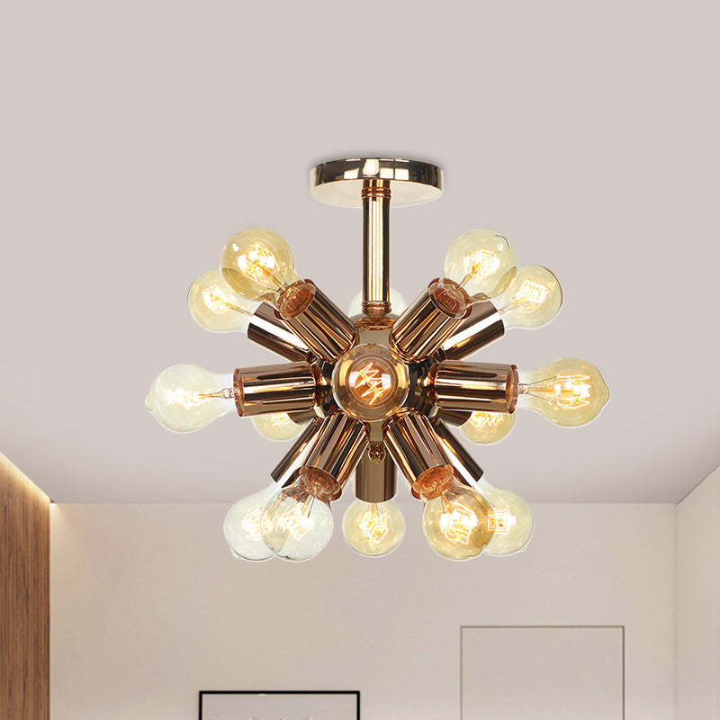 Chrome/Gold Sputnik Semi Flush Mount Vintage Iron 6/9/12 Lights Restaurant Flush Ceiling Lamp Fixture Clearhalo 'Ceiling Lights' 'Close To Ceiling Lights' 'Close to ceiling' 'Semi-flushmount' Lighting' 760692