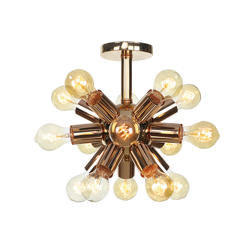 Chrome/Gold Sputnik Semi Flush Mount Vintage Iron 6/9/12 Lights Restaurant Flush Ceiling Lamp Fixture Clearhalo 'Ceiling Lights' 'Close To Ceiling Lights' 'Close to ceiling' 'Semi-flushmount' Lighting' 760693