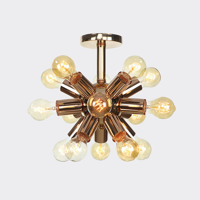 Chrome/Gold Sputnik Semi Flush Mount Vintage Iron 6/9/12 Lights Restaurant Flush Ceiling Lamp Fixture Clearhalo 'Ceiling Lights' 'Close To Ceiling Lights' 'Close to ceiling' 'Semi-flushmount' Lighting' 760694