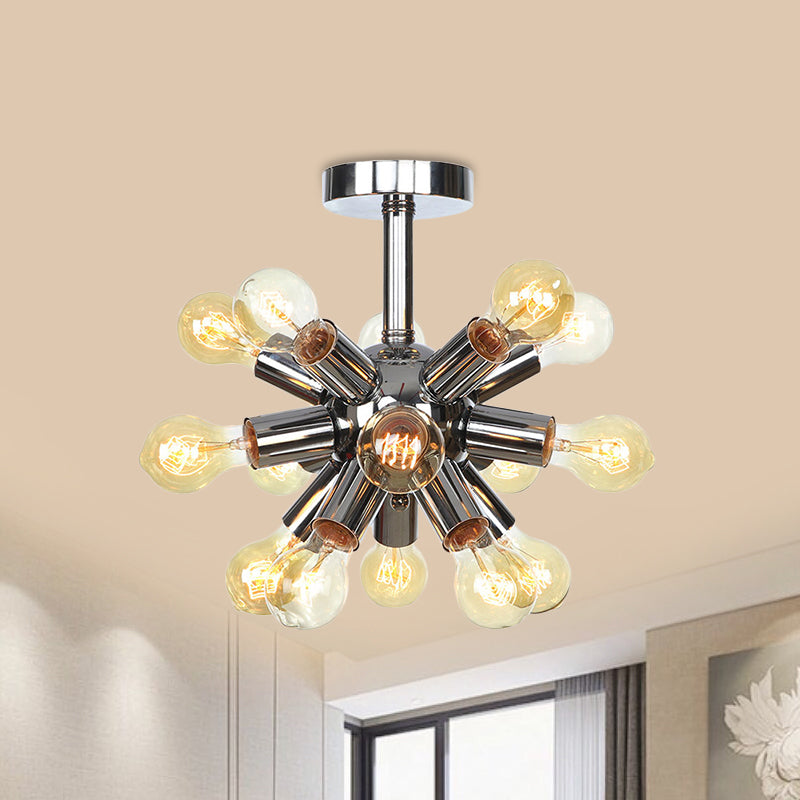 Chrome/Gold Sputnik Semi Flush Mount Vintage Iron 6/9/12 Lights Restaurant Flush Ceiling Lamp Fixture Clearhalo 'Ceiling Lights' 'Close To Ceiling Lights' 'Close to ceiling' 'Semi-flushmount' Lighting' 760709