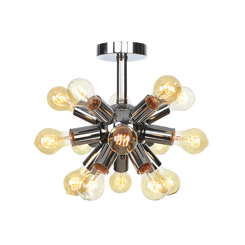 Chrome/Gold Sputnik Semi Flush Mount Vintage Iron 6/9/12 Lights Restaurant Flush Ceiling Lamp Fixture Clearhalo 'Ceiling Lights' 'Close To Ceiling Lights' 'Close to ceiling' 'Semi-flushmount' Lighting' 760710