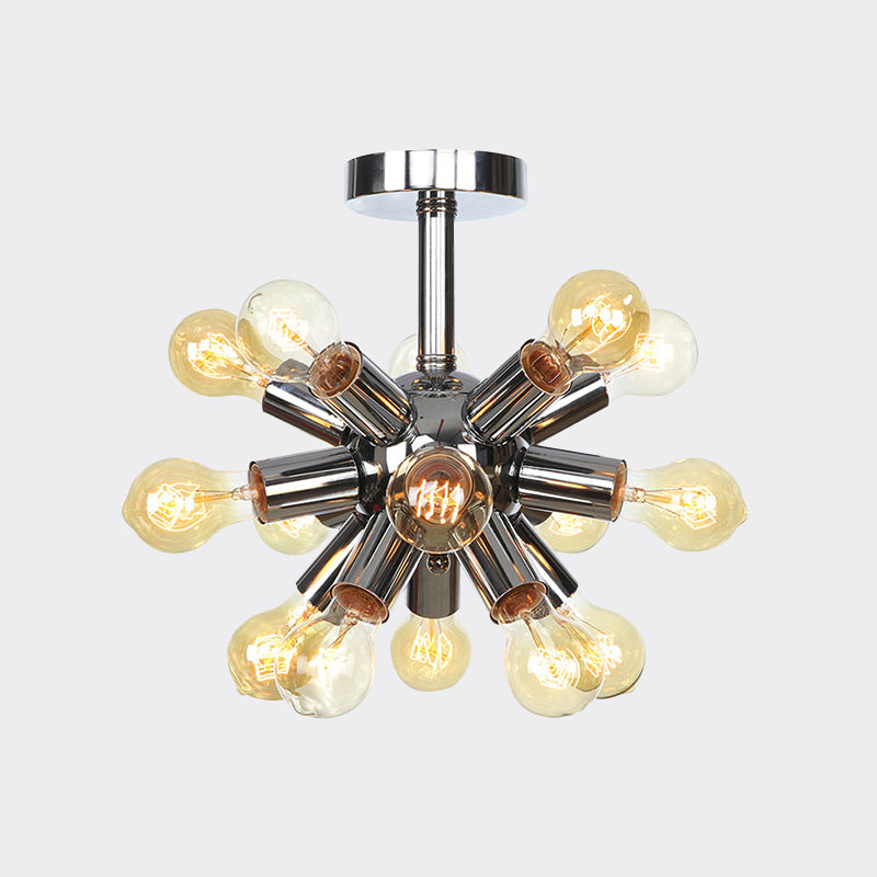 Chrome/Gold Sputnik Semi Flush Mount Vintage Iron 6/9/12 Lights Restaurant Flush Ceiling Lamp Fixture Clearhalo 'Ceiling Lights' 'Close To Ceiling Lights' 'Close to ceiling' 'Semi-flushmount' Lighting' 760711