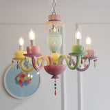 Glass Candle Hanging Light with Cup Deco Modern Style Multi-Color Chandelier for Kindergarten Clearhalo 'Ceiling Lights' 'Chandeliers' Lighting' options 76075
