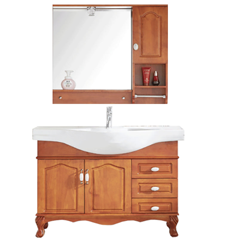 Traditional Wood Sink Vanity Freestanding Bathroom Sink Vanity with Mirror Vanity & Faucet & Mirror Cabinet https://res.litfad.com/site/img/item/2023/02/05/7610693/1200x1200.jpg Clearhalo 'Bathroom Remodel & Bathroom Fixtures' 'Bathroom Vanities' 'bathroom_vanities' 'Home Improvement' 'home_improvement' 'home_improvement_bathroom_vanities' 7610693