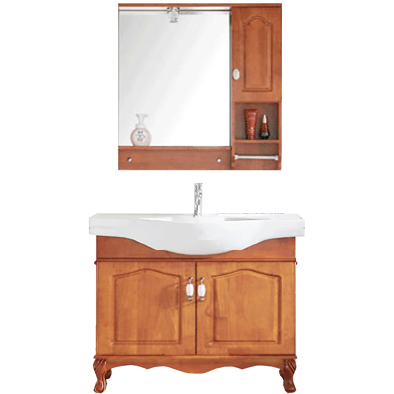 Traditional Wood Sink Vanity Freestanding Bathroom Sink Vanity with Mirror Vanity & Faucet & Mirror Cabinet https://res.litfad.com/site/img/item/2023/02/08/7610698/1200x1200.jpg Clearhalo 'Bathroom Remodel & Bathroom Fixtures' 'Bathroom Vanities' 'bathroom_vanities' 'Home Improvement' 'home_improvement' 'home_improvement_bathroom_vanities' 7610698