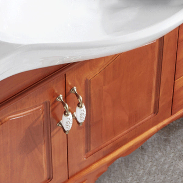 Traditional Wood Sink Vanity Freestanding Bathroom Sink Vanity with Mirror Clearhalo 'Bathroom Remodel & Bathroom Fixtures' 'Bathroom Vanities' 'bathroom_vanities' 'Home Improvement' 'home_improvement' 'home_improvement_bathroom_vanities' 7610701