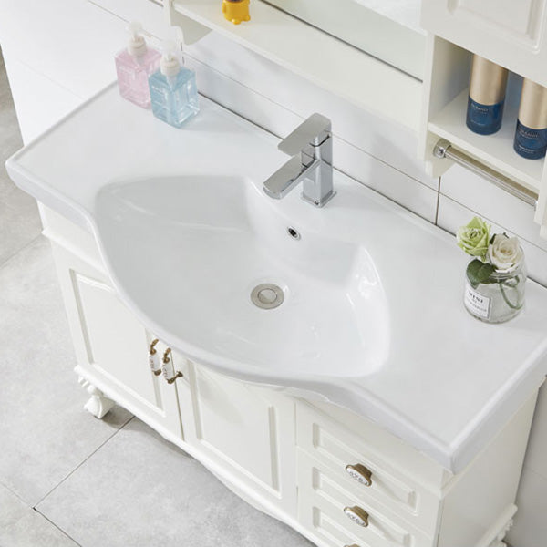 Traditional Wood Sink Vanity Freestanding Bathroom Sink Vanity with Mirror Clearhalo 'Bathroom Remodel & Bathroom Fixtures' 'Bathroom Vanities' 'bathroom_vanities' 'Home Improvement' 'home_improvement' 'home_improvement_bathroom_vanities' 7610702