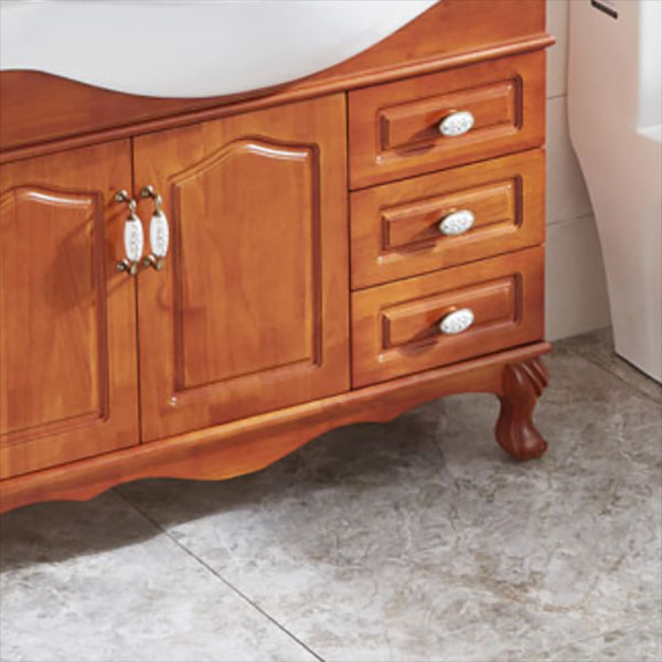 Traditional Wood Sink Vanity Freestanding Bathroom Sink Vanity with Mirror Clearhalo 'Bathroom Remodel & Bathroom Fixtures' 'Bathroom Vanities' 'bathroom_vanities' 'Home Improvement' 'home_improvement' 'home_improvement_bathroom_vanities' 7610704