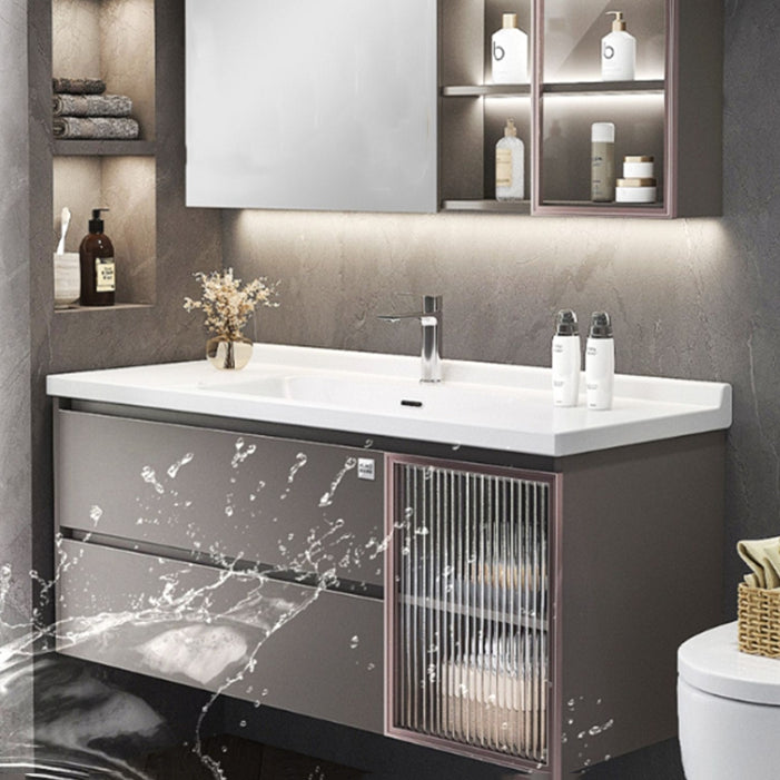 Rectangular Vanity Set Modern Ceramic Top Single-Sink Wall Mount Bath Vanity Clearhalo 'Bathroom Remodel & Bathroom Fixtures' 'Bathroom Vanities' 'bathroom_vanities' 'Home Improvement' 'home_improvement' 'home_improvement_bathroom_vanities' 7610713