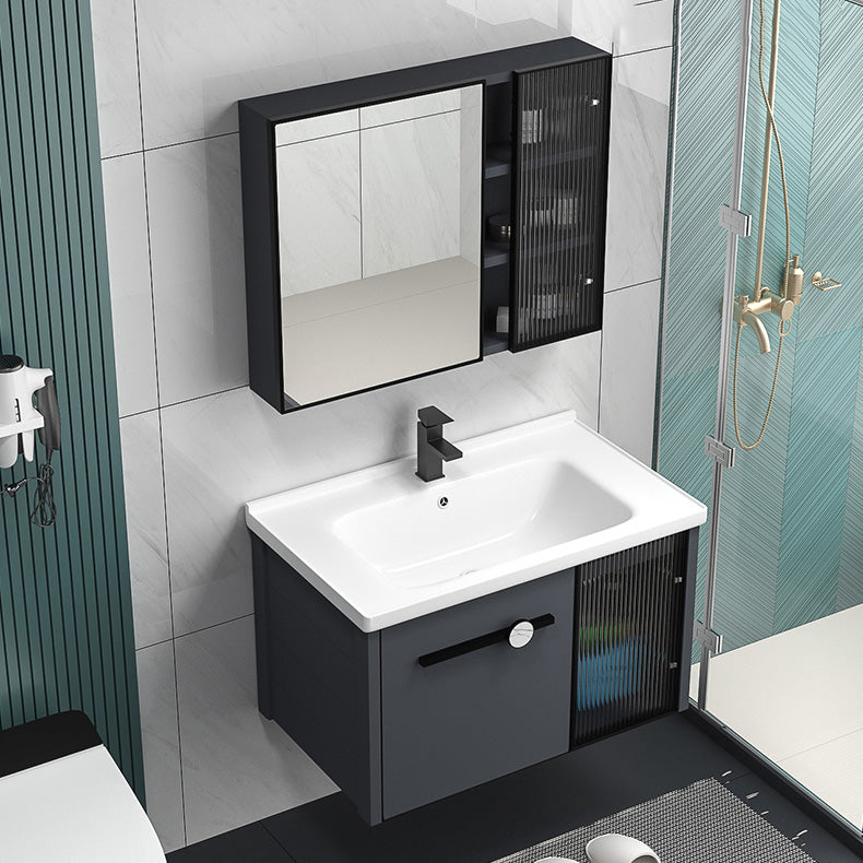 Modern Metal Frame Bath Vanity Single Rectangular Freestanding Vanity Clearhalo 'Bathroom Remodel & Bathroom Fixtures' 'Bathroom Vanities' 'bathroom_vanities' 'Home Improvement' 'home_improvement' 'home_improvement_bathroom_vanities' 7610748