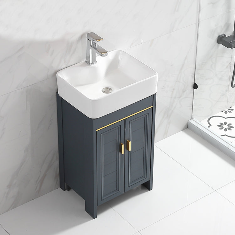 Glam Single Bathroom Vanity Blue Ceramic Top Rectangular Bath Vanity Clearhalo 'Bathroom Remodel & Bathroom Fixtures' 'Bathroom Vanities' 'bathroom_vanities' 'Home Improvement' 'home_improvement' 'home_improvement_bathroom_vanities' 7610775