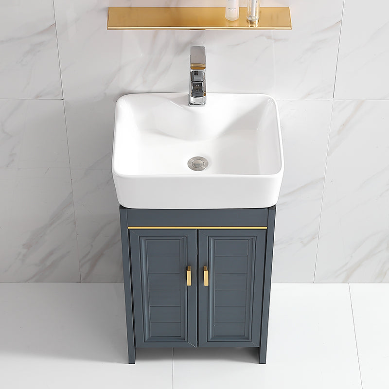 Glam Single Bathroom Vanity Blue Ceramic Top Rectangular Bath Vanity Clearhalo 'Bathroom Remodel & Bathroom Fixtures' 'Bathroom Vanities' 'bathroom_vanities' 'Home Improvement' 'home_improvement' 'home_improvement_bathroom_vanities' 7610777