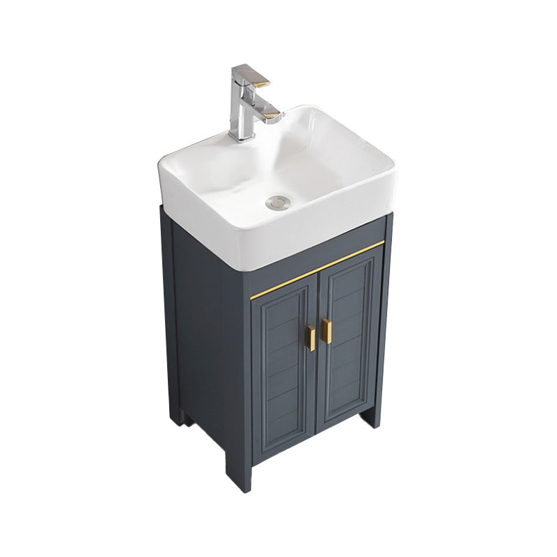 Glam Single Bathroom Vanity Blue Ceramic Top Rectangular Bath Vanity Vanity & Faucet 19"L x 15"W x 32"H Clearhalo 'Bathroom Remodel & Bathroom Fixtures' 'Bathroom Vanities' 'bathroom_vanities' 'Home Improvement' 'home_improvement' 'home_improvement_bathroom_vanities' 7610779