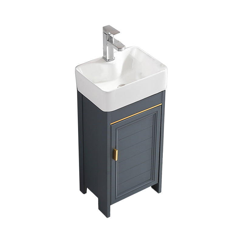 Glam Single Bathroom Vanity Blue Ceramic Top Rectangular Bath Vanity Vanity & Faucet 16"L x 12"W x 32"H Clearhalo 'Bathroom Remodel & Bathroom Fixtures' 'Bathroom Vanities' 'bathroom_vanities' 'Home Improvement' 'home_improvement' 'home_improvement_bathroom_vanities' 7610783