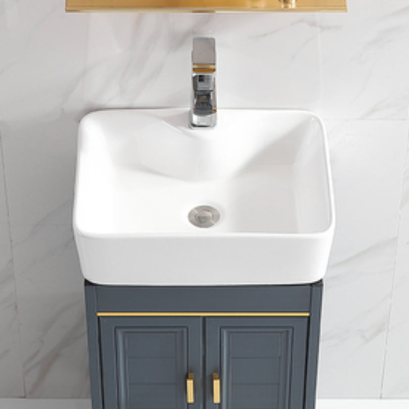 Glam Single Bathroom Vanity Blue Ceramic Top Rectangular Bath Vanity Clearhalo 'Bathroom Remodel & Bathroom Fixtures' 'Bathroom Vanities' 'bathroom_vanities' 'Home Improvement' 'home_improvement' 'home_improvement_bathroom_vanities' 7610789