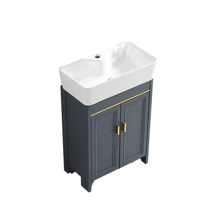 Glam Single Bathroom Vanity Blue Ceramic Top Rectangular Bath Vanity Bathroom Vanity 22"L x 12"W x 32"H Clearhalo 'Bathroom Remodel & Bathroom Fixtures' 'Bathroom Vanities' 'bathroom_vanities' 'Home Improvement' 'home_improvement' 'home_improvement_bathroom_vanities' 7610795